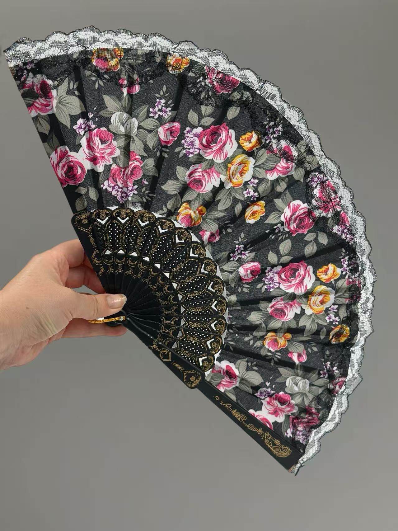 Romantic Floral Lace Hand Fans - MODA ACCESSORIES