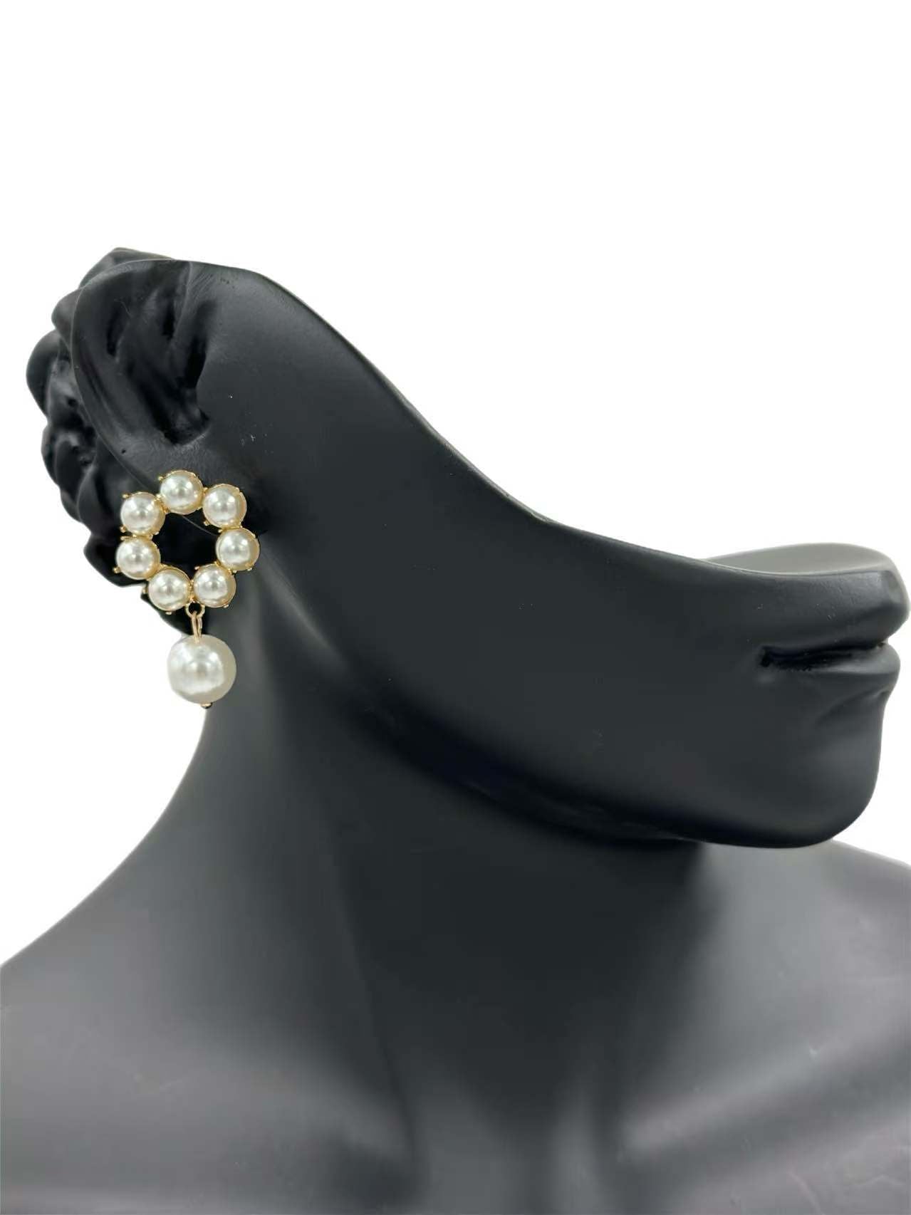 Classic Pearl Hoop Drop Earrings