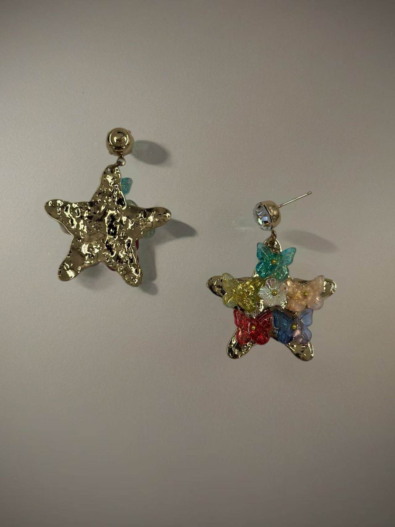 Colorful Butterfly & Flower Star Drop Earrings - MODA ACCESSORIES