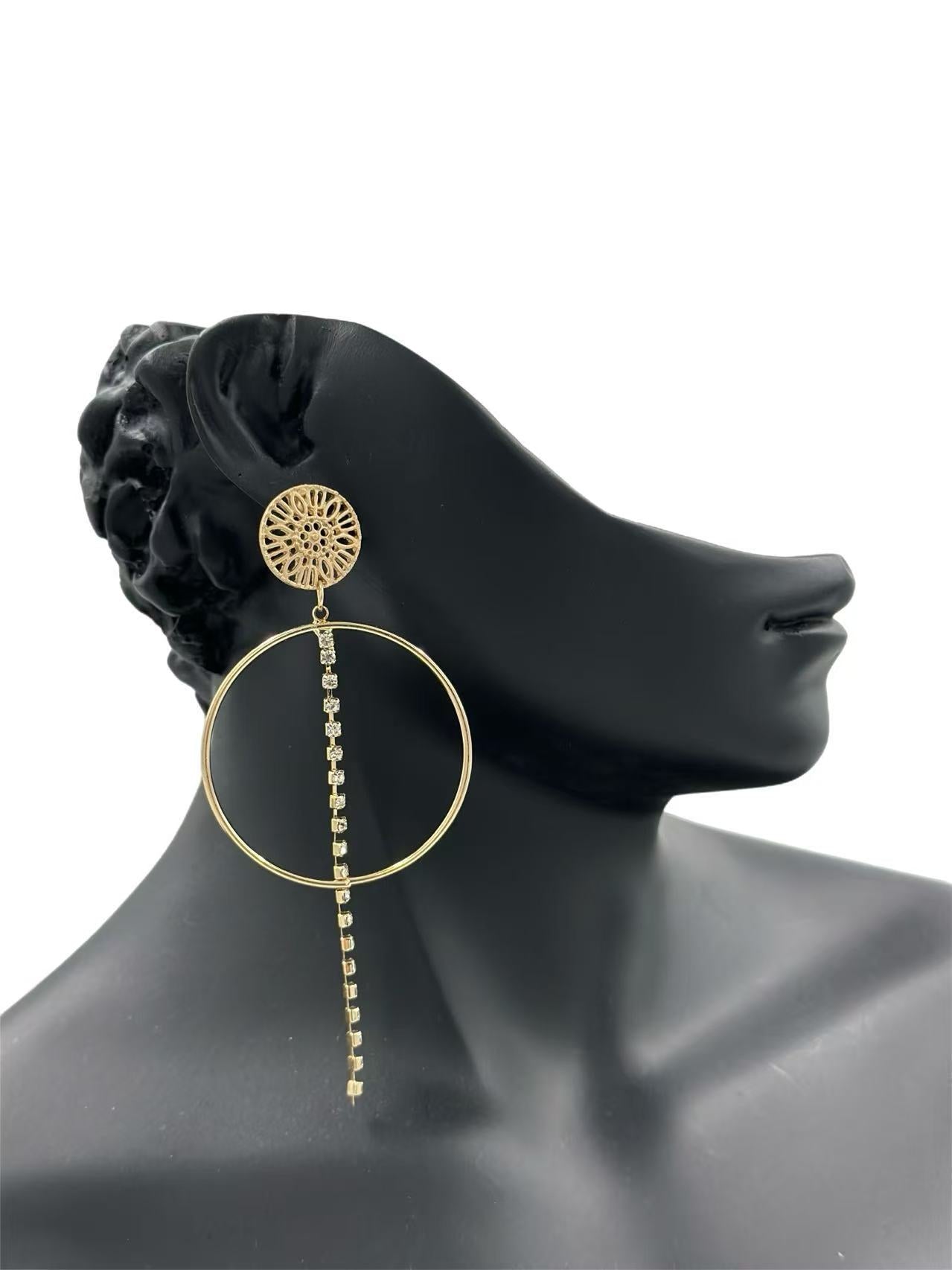 Golden Orbit Circle Drop Earrings