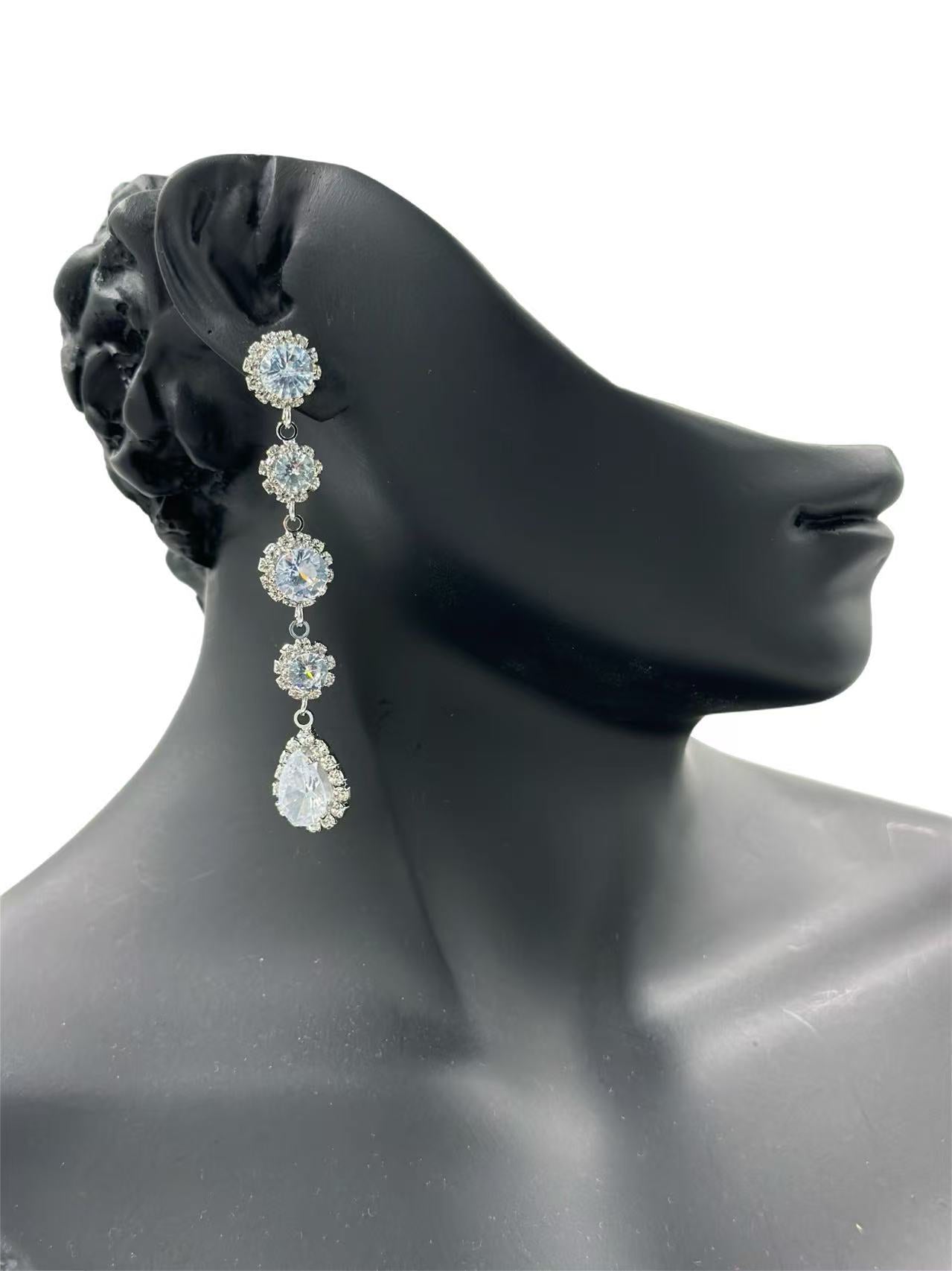 Elegant Crystal Cascade Drop Earrings