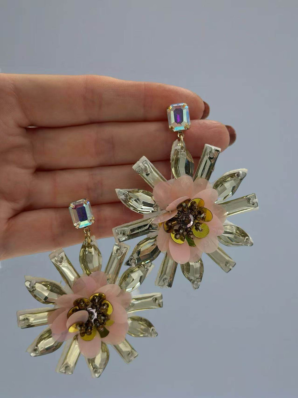 Statement Crystal Flower Burst Earrings - MODA ACCESSORIES