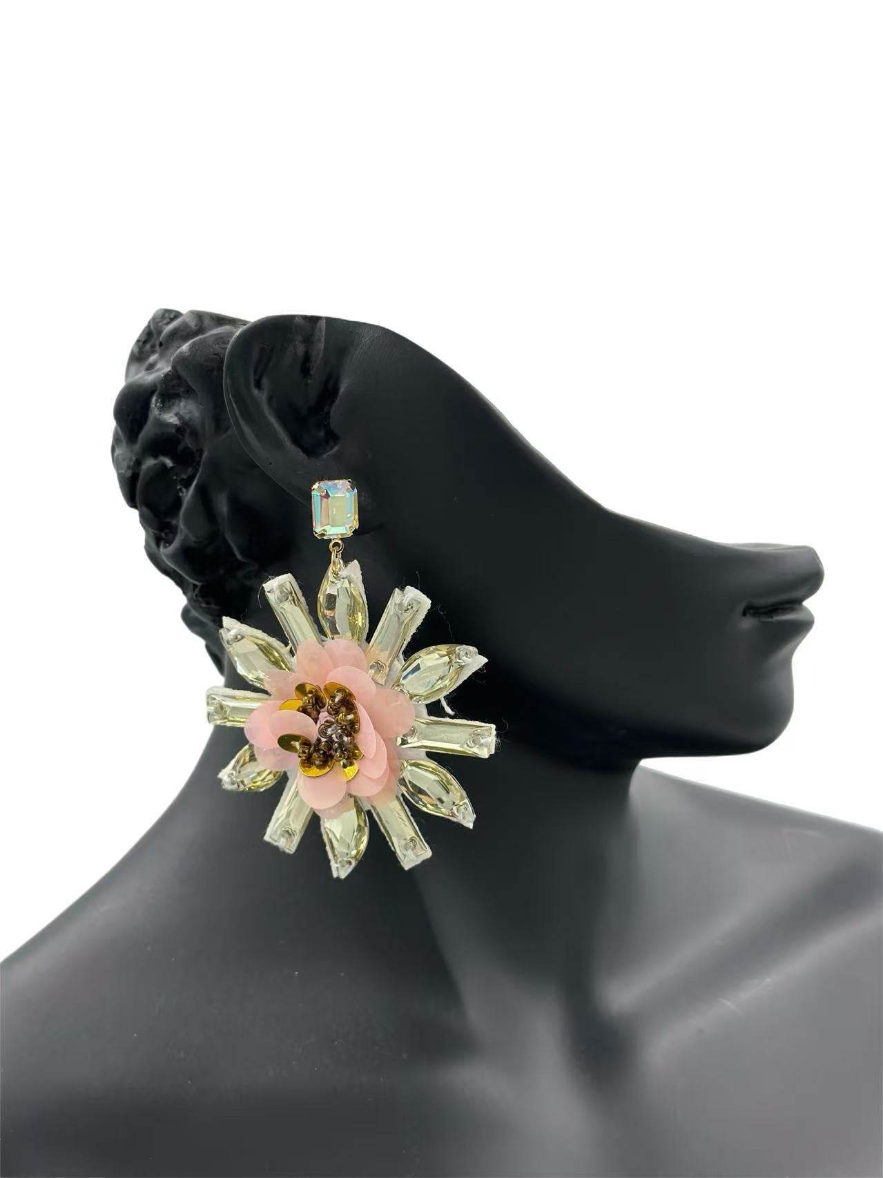 Statement Crystal Flower Burst Earrings - MODA ACCESSORIES