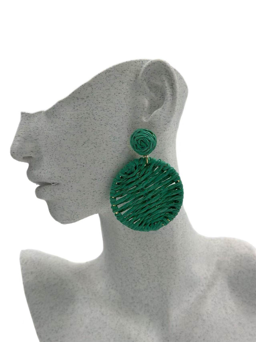Boho Chic Woven Raffia Circle Drop Earrings – 3 Color Set - MODA ACCESSORIES
