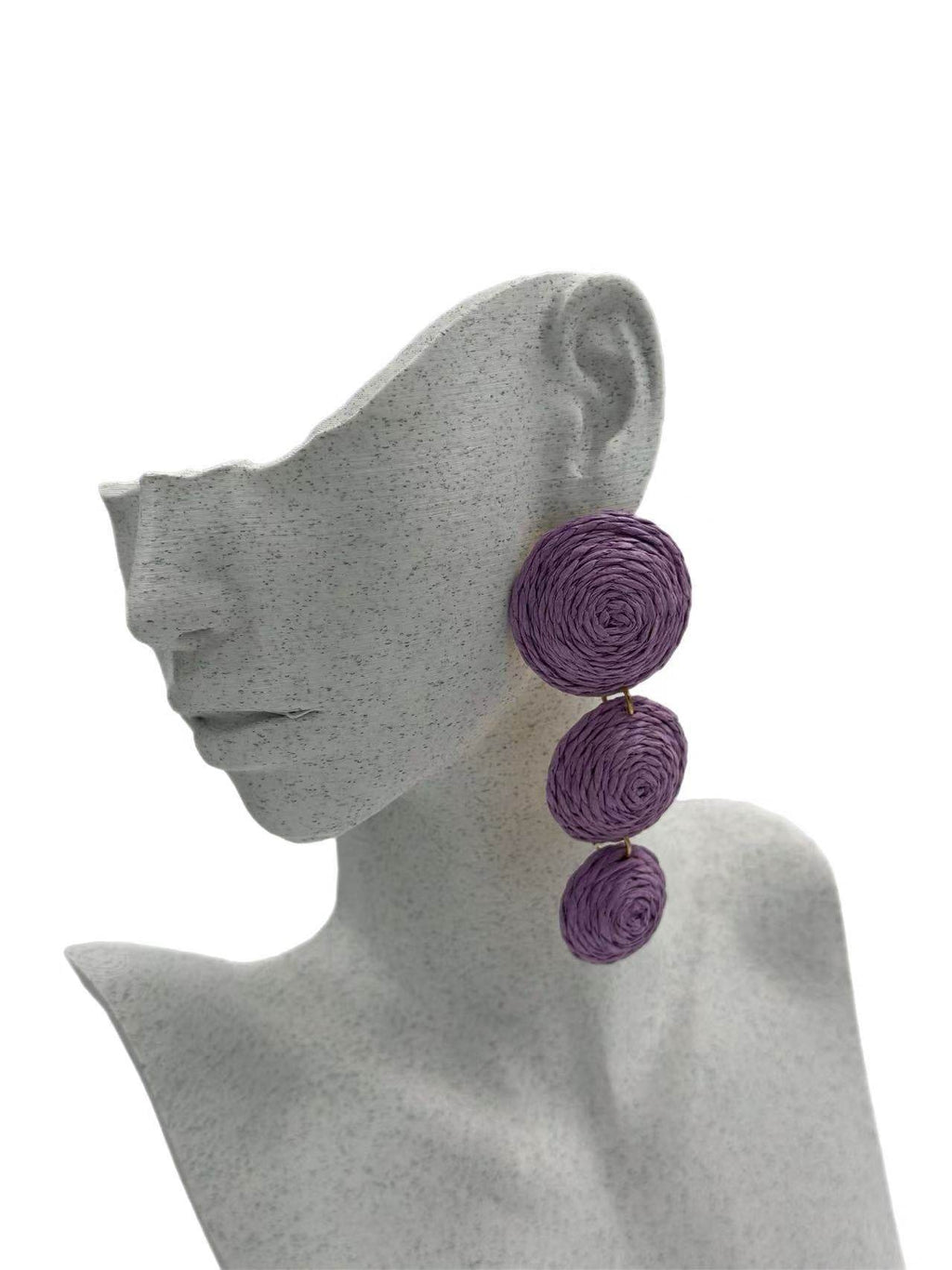 Triple Raffia Spiral Drop Earrings – Vibrant Boho Collection - MODA ACCESSORIES