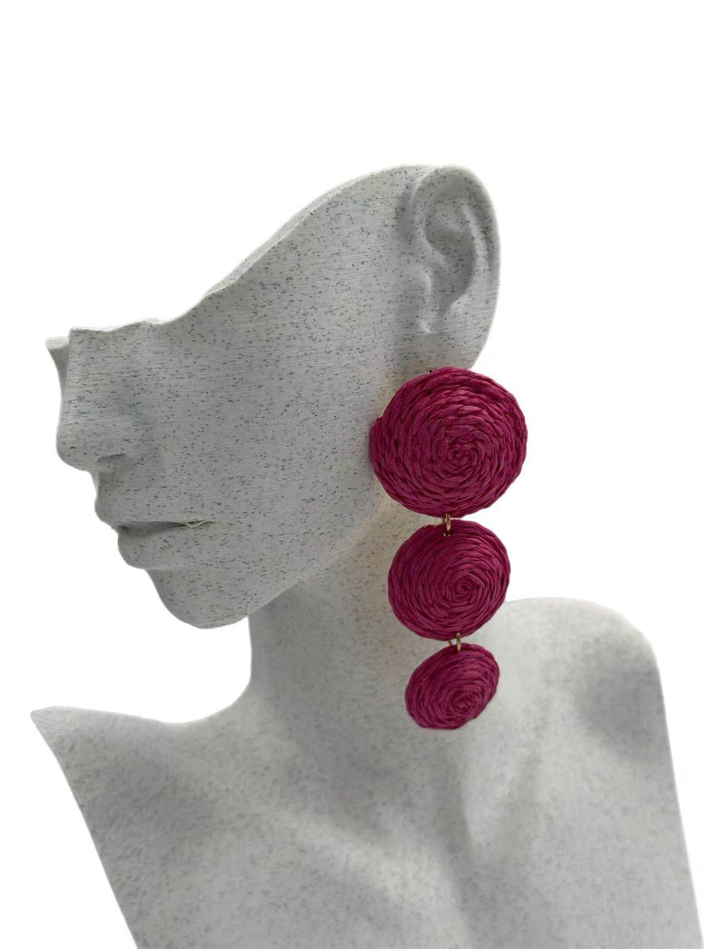 Triple Raffia Spiral Drop Earrings – Vibrant Boho Collection - MODA ACCESSORIES