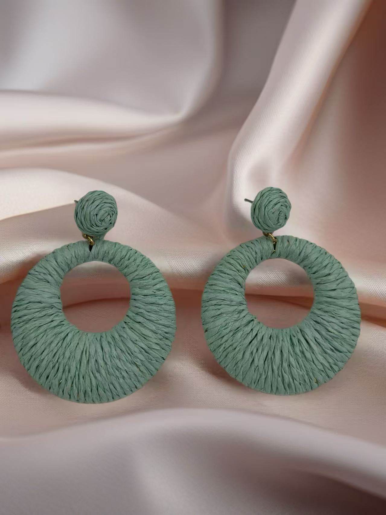 Bold Raffia Wrapped Earrings – Summer Essentials - MODA ACCESSORIES