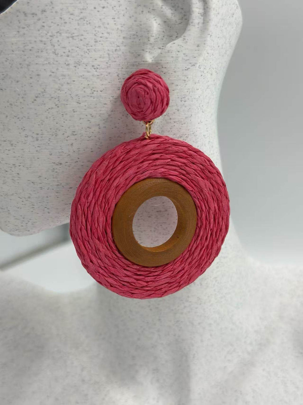 Bold Boho Raffia Earrings with Bamboo Accent - MODA ACCESSORIES