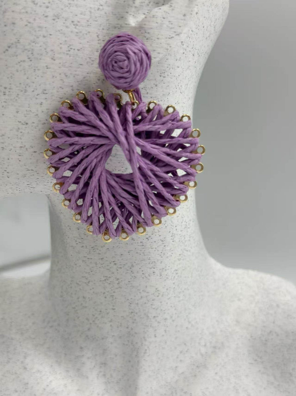 Lavender Woven Starburst Raffia Earrings - MODA ACCESSORIES