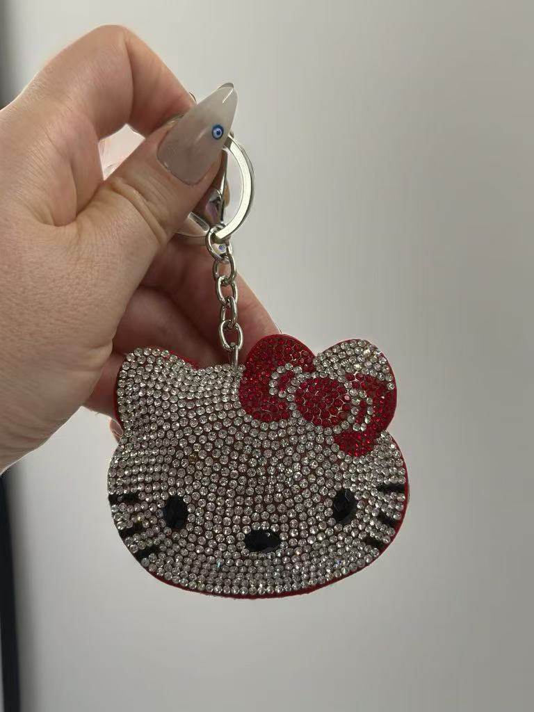 Crystal Kitty Keychain – Sparkling Rhinestone Cat Face Bag Charm & Key Ring - MODA ACCESSORIES