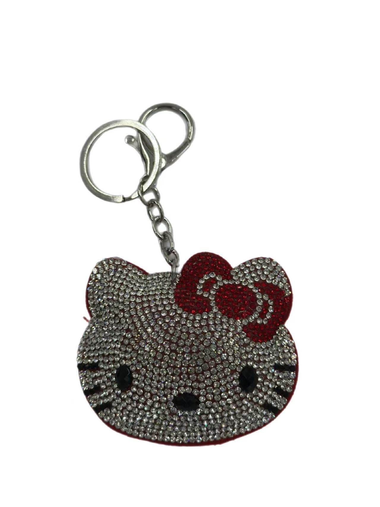 Crystal Kitty Keychain – Sparkling Rhinestone Cat Face Bag Charm & Key Ring - MODA ACCESSORIES