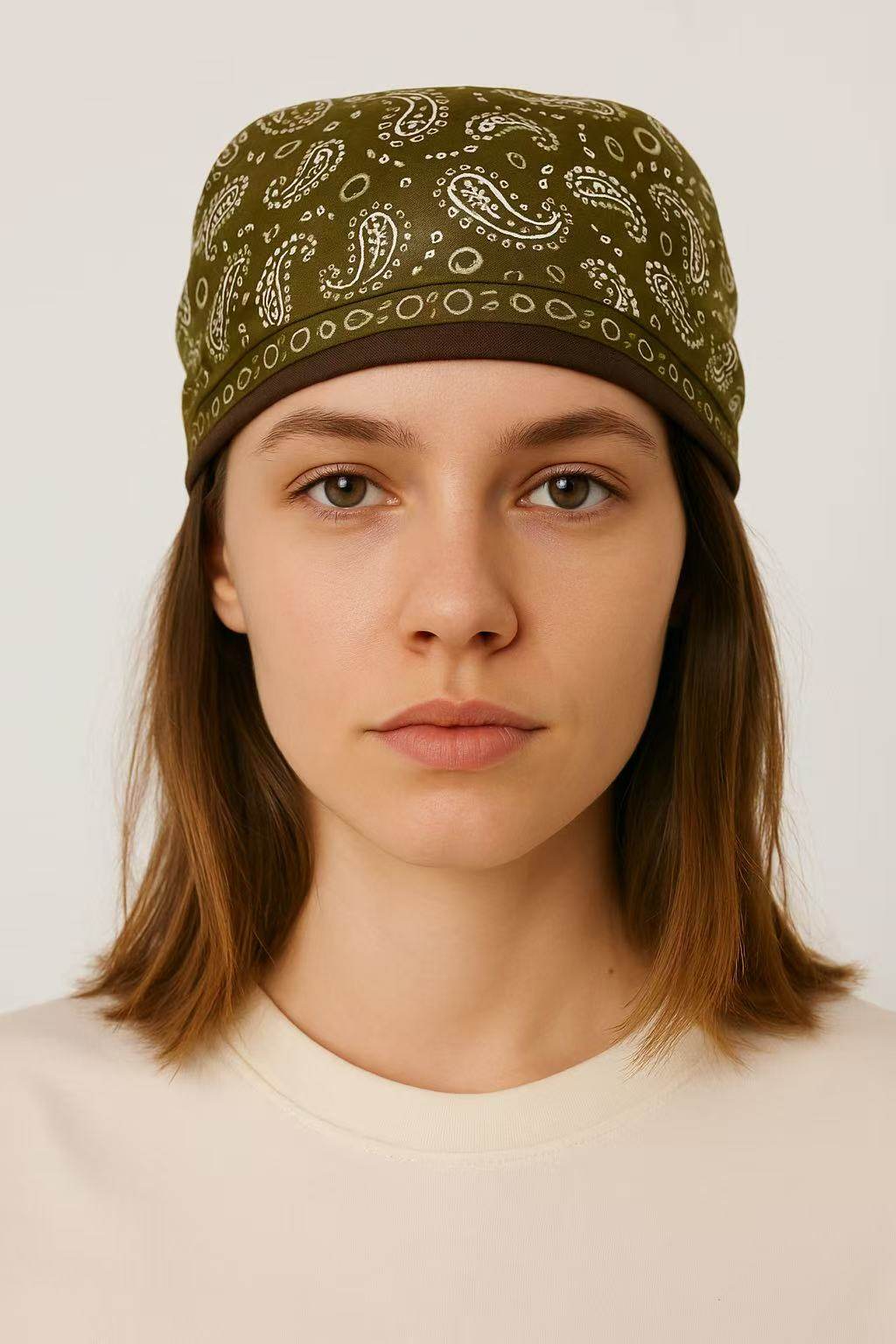 Olive Green Paisley Bandana - MODA ACCESSORIES