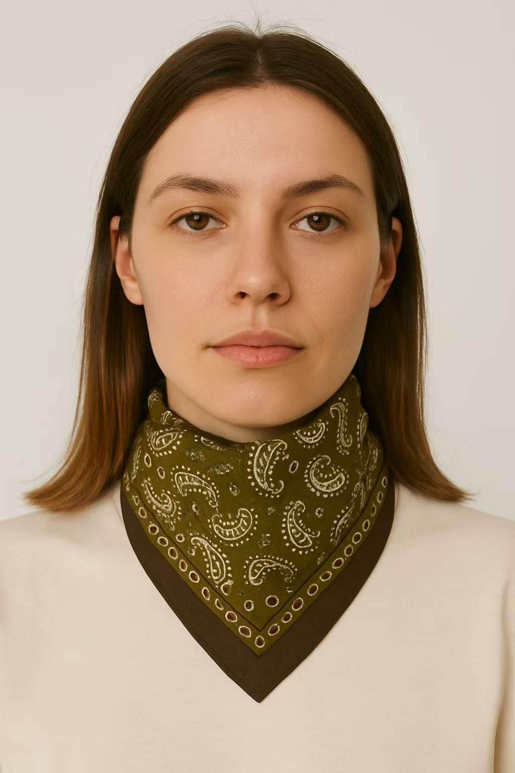 Olive Green Paisley Bandana - MODA ACCESSORIES