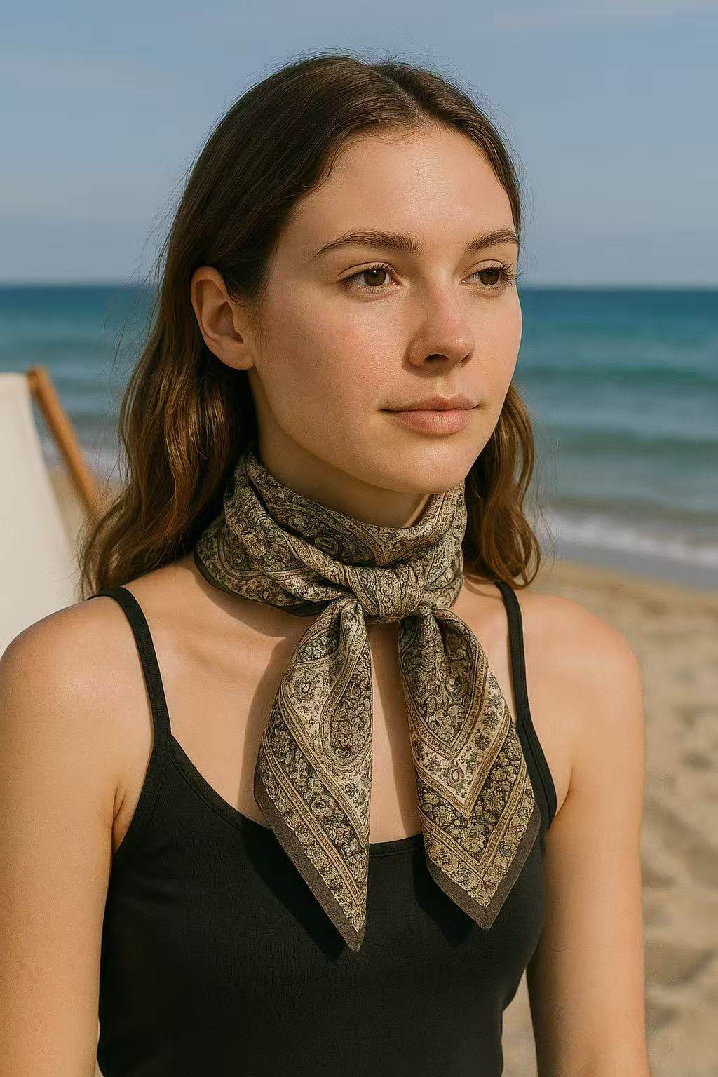 Ornate Baroque-Style Square Scarf - MODA ACCESSORIES