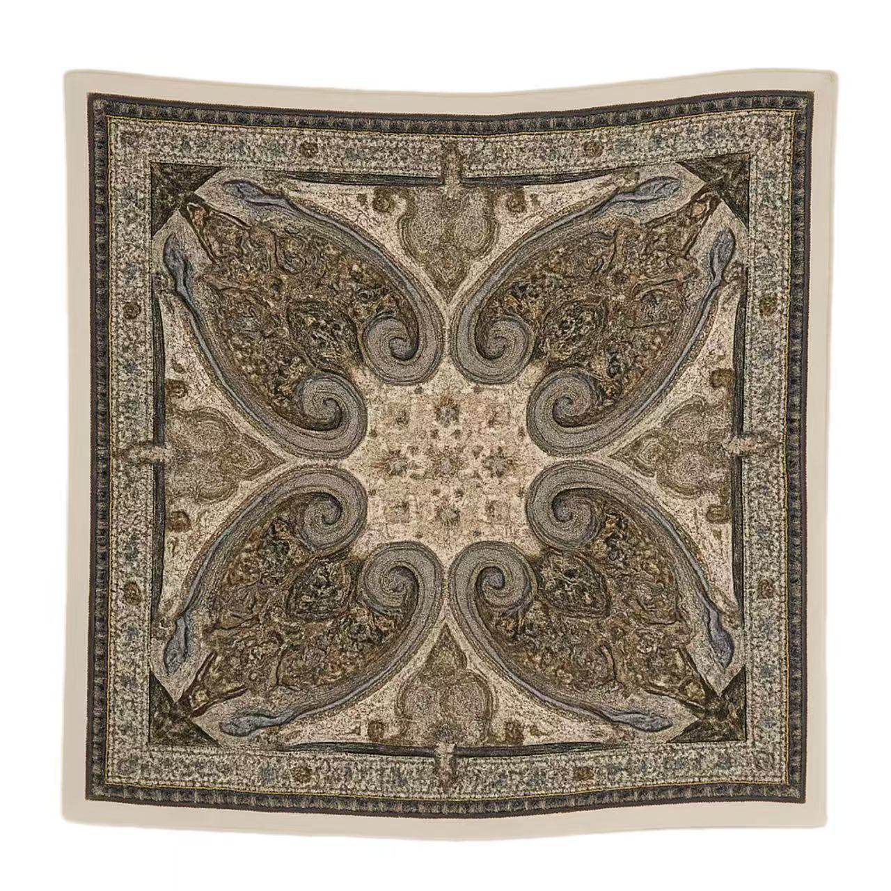 Ornate Baroque-Style Square Scarf - MODA ACCESSORIES