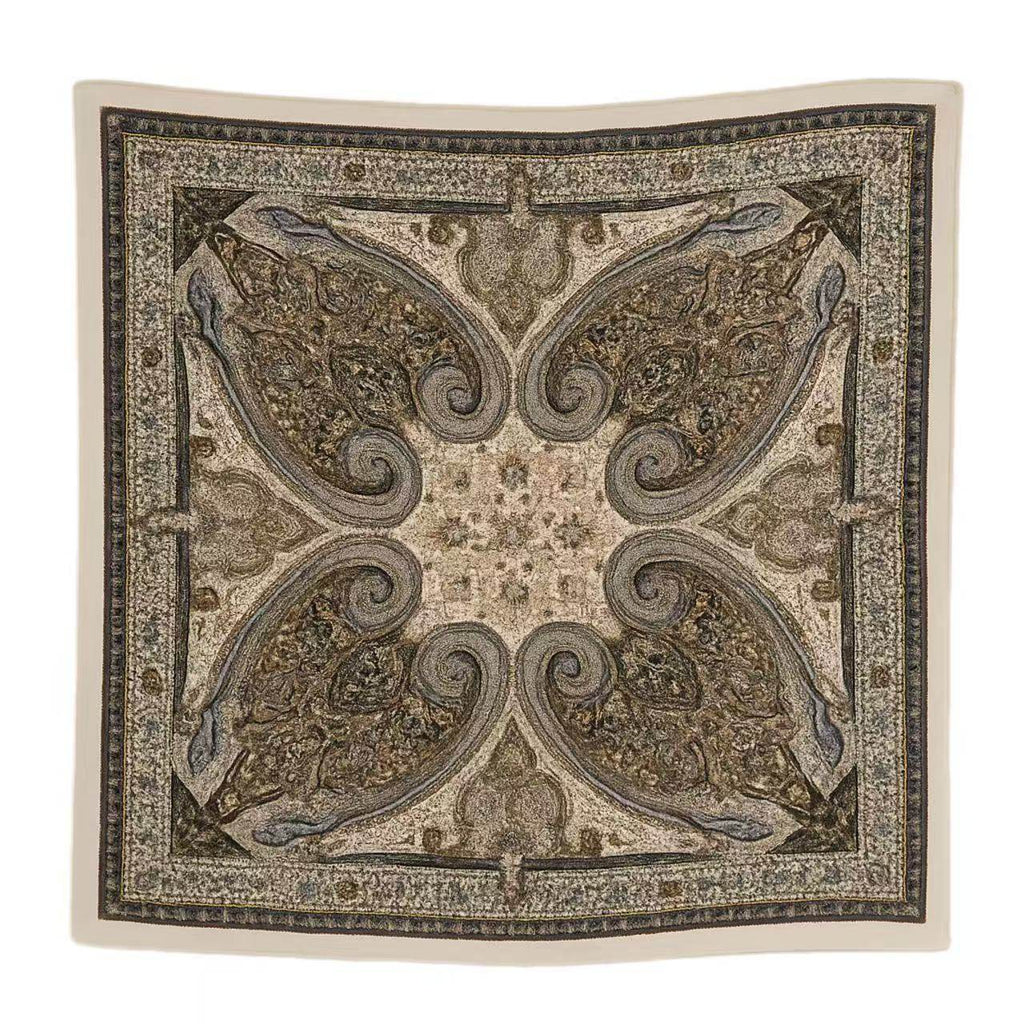Ornate Baroque-Style Square Scarf - MODA ACCESSORIES