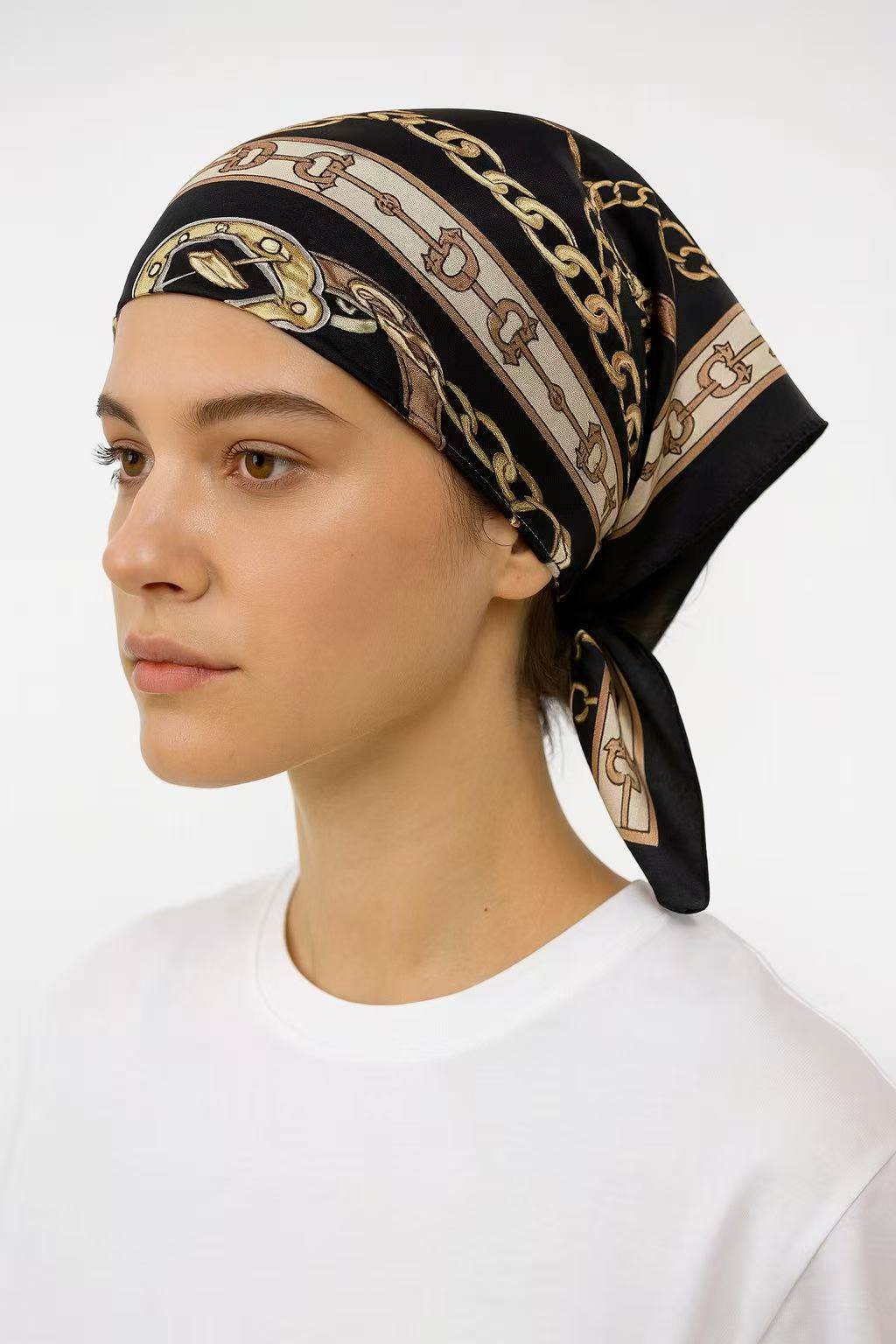 Black Equestrian Key Motif Scarf - MODA ACCESSORIES