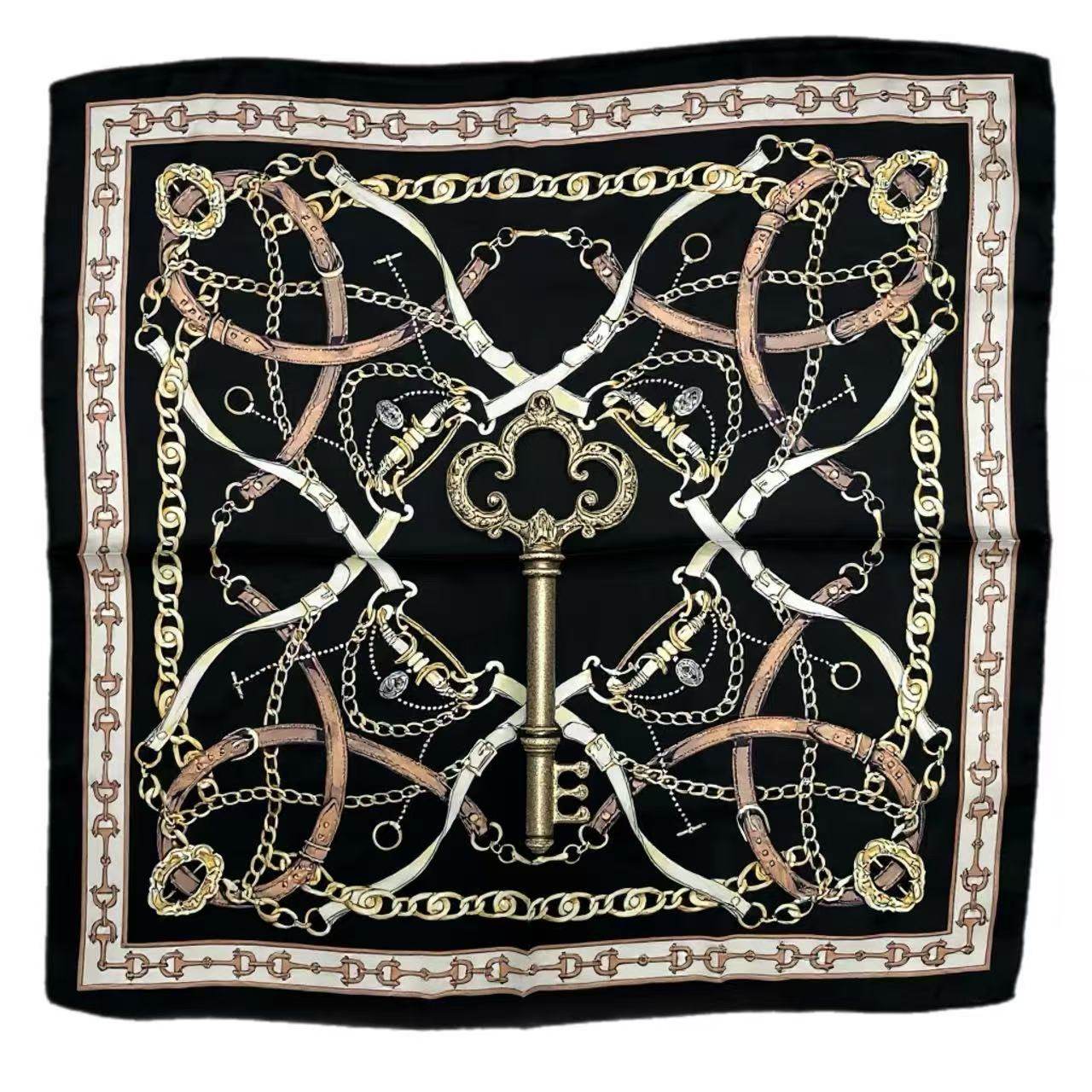 Black Equestrian Key Motif Scarf - MODA ACCESSORIES