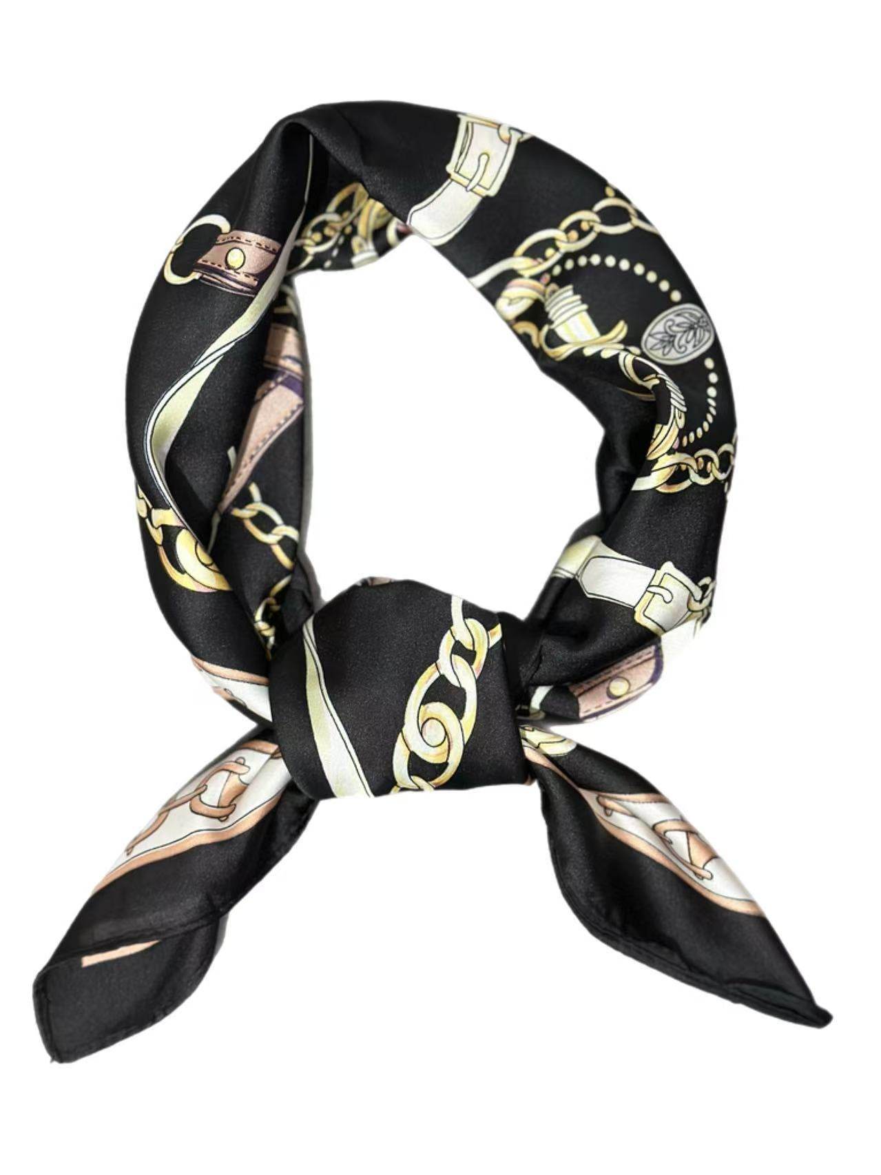 Black Equestrian Key Motif Scarf - MODA ACCESSORIES