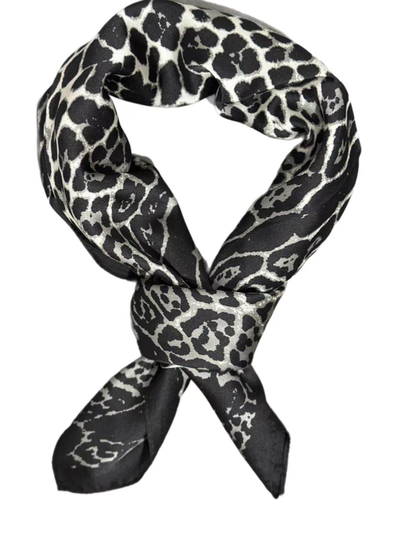Black and White Animal Print Scarf with Bold Border - MODA ACCESSORIES