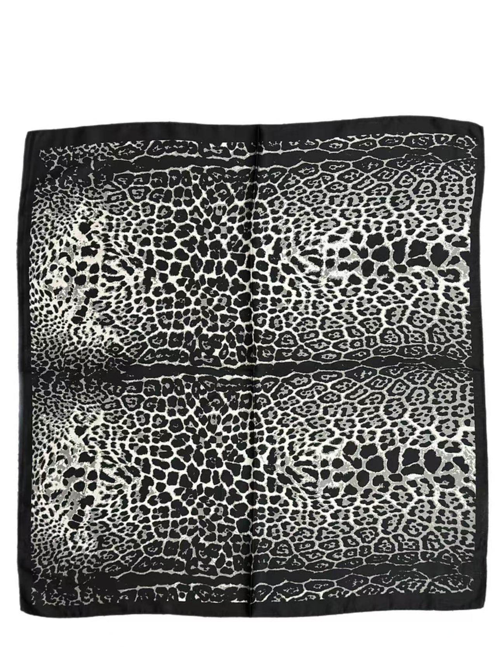 Black and White Animal Print Scarf with Bold Border - MODA ACCESSORIES