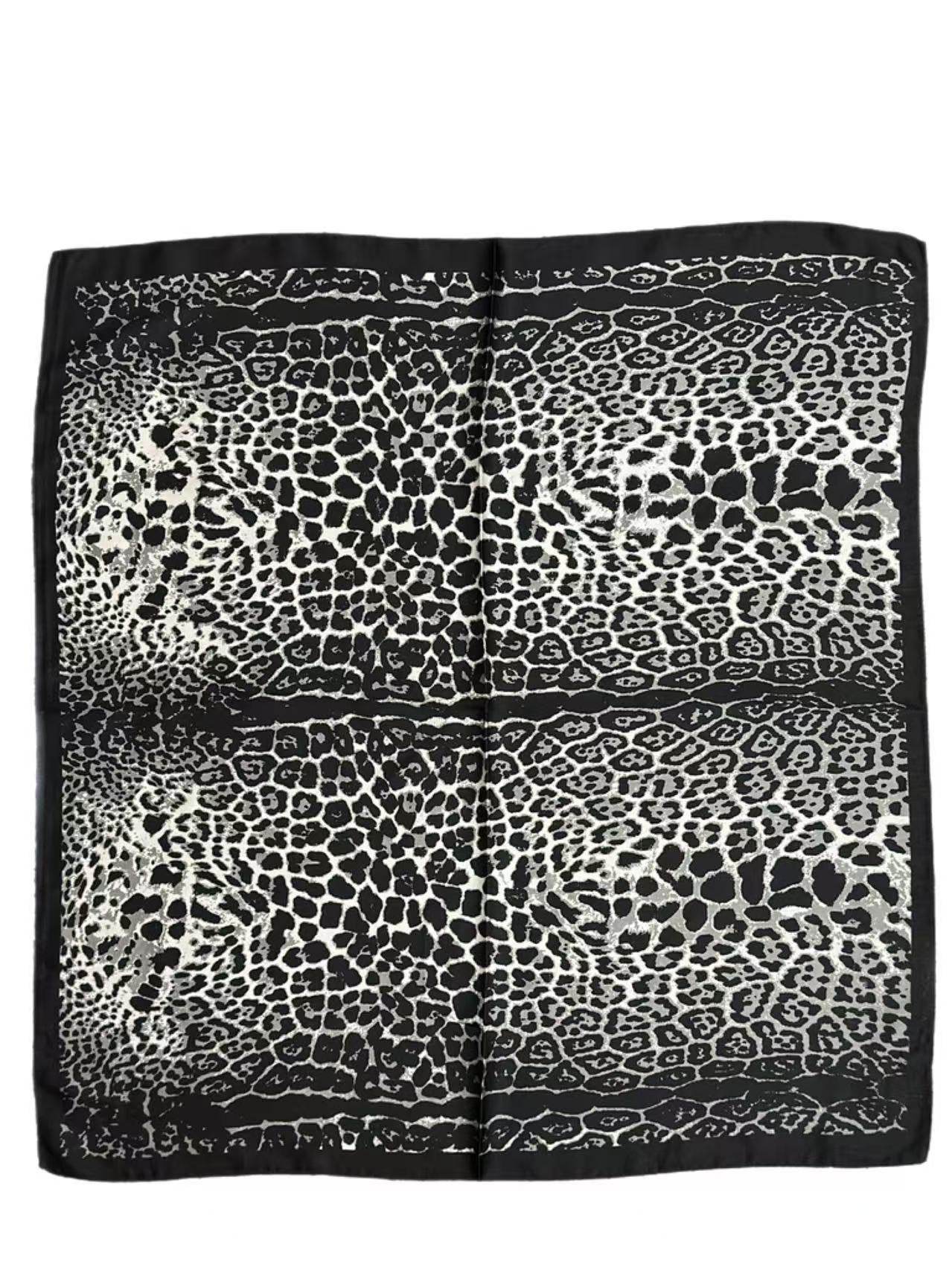 Black and White Animal Print Scarf with Bold Border - MODA ACCESSORIES