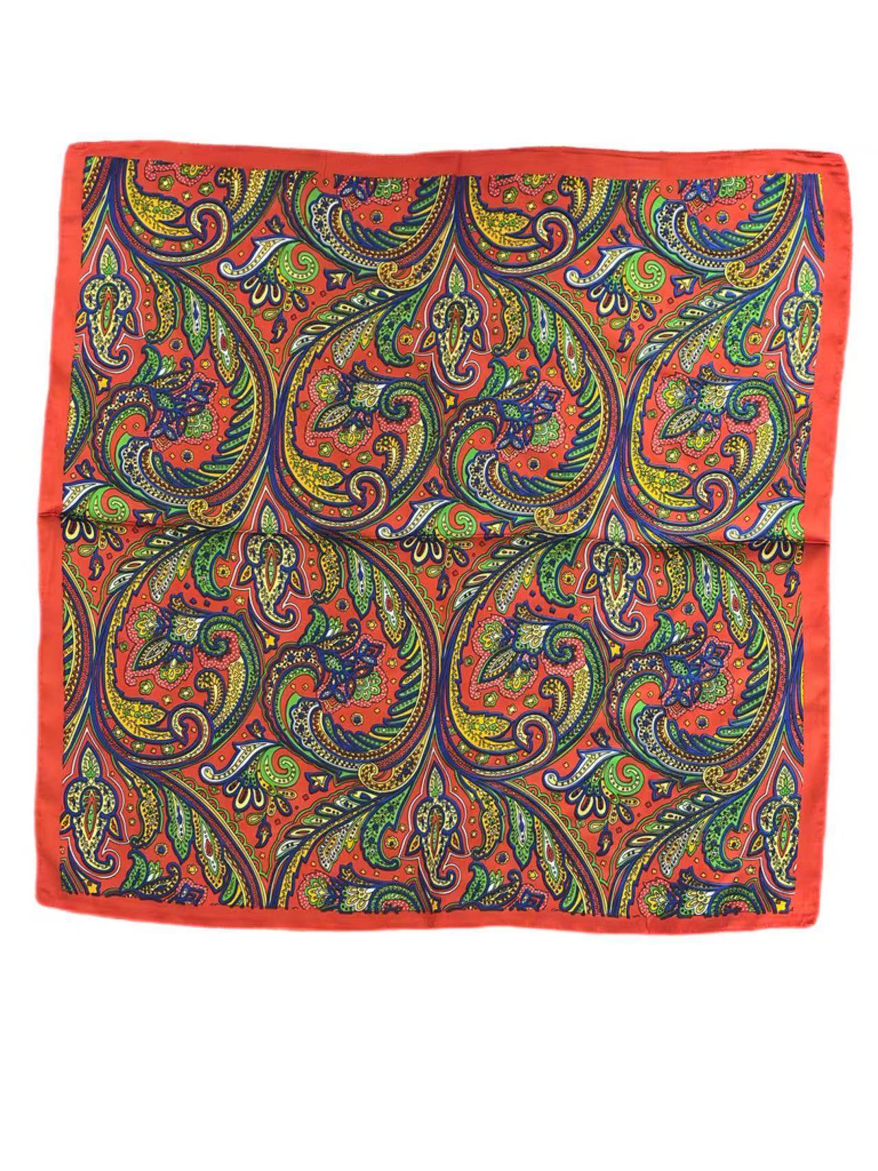 Red Paisley Silk Headscarf β Vintage Bohemian Style - MODA ACCESSORIES
