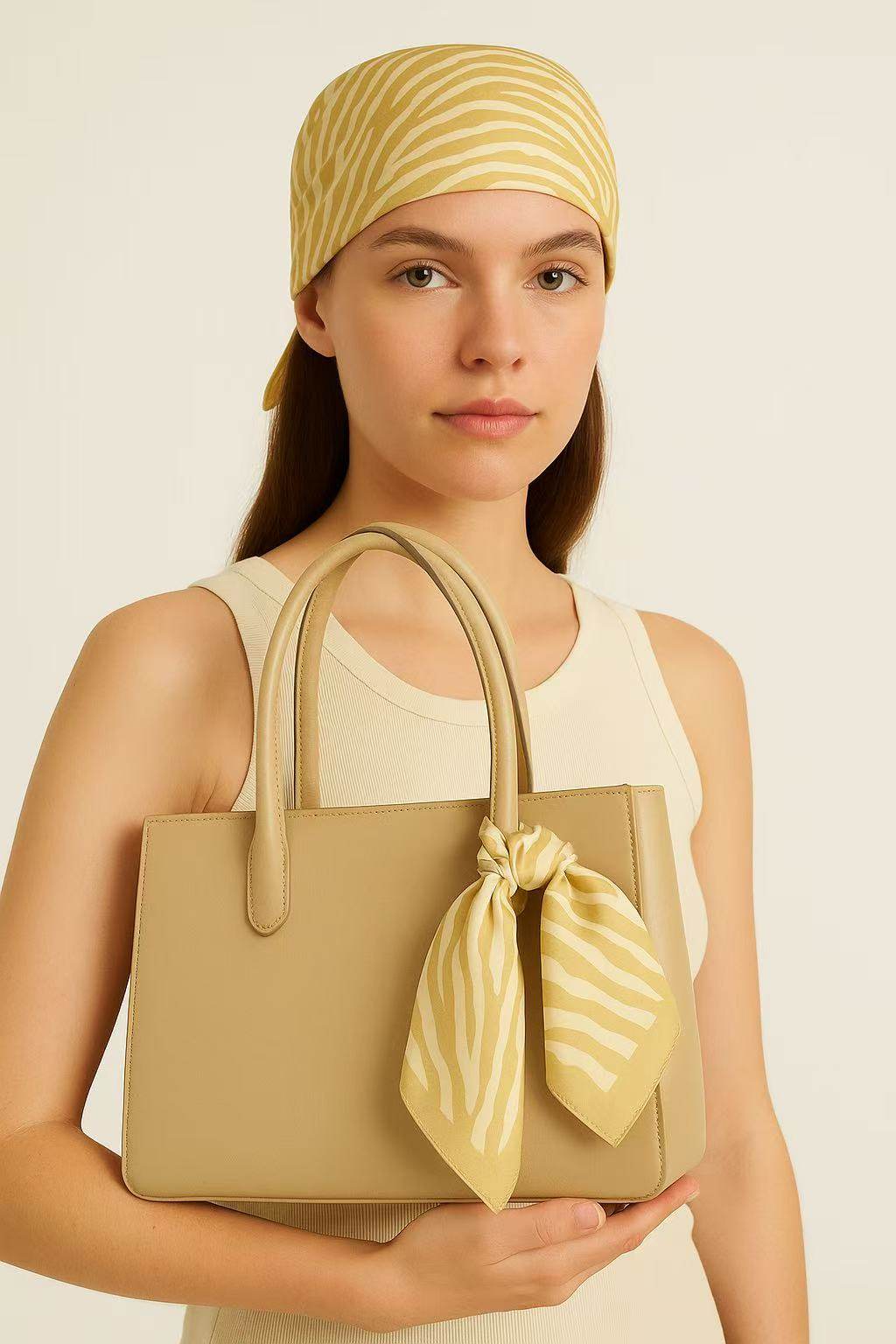 Yellow Zebra Print Square Scarf – Stylish Headscarf for Women - MODA ACCESSORIES
