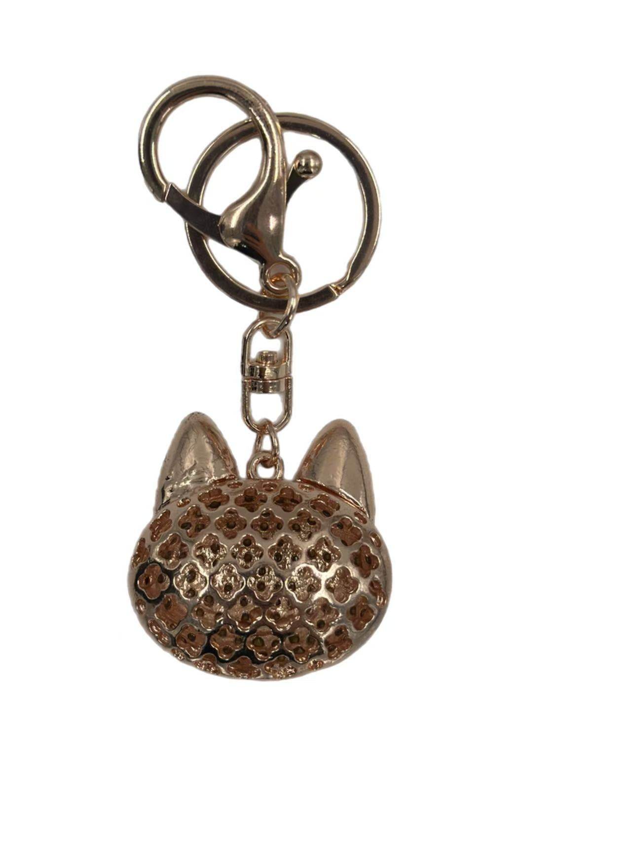 Crystal Cat Face Keychain – Cute Rhinestone Kitty Bag Charm - MODA ACCESSORIES