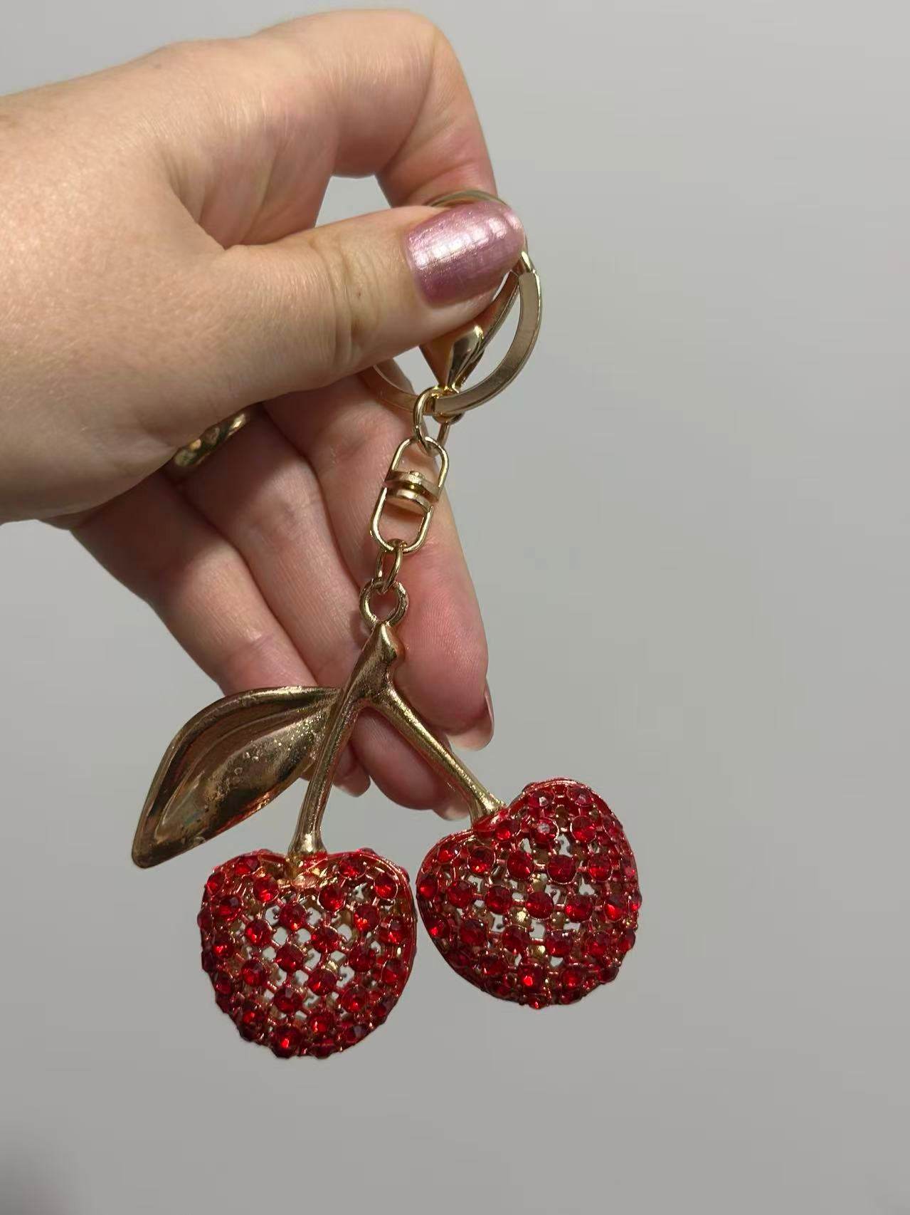 Red Crystal Cherry Keychain – Stylish and Sparkling Design - MODA ACCESSORIES