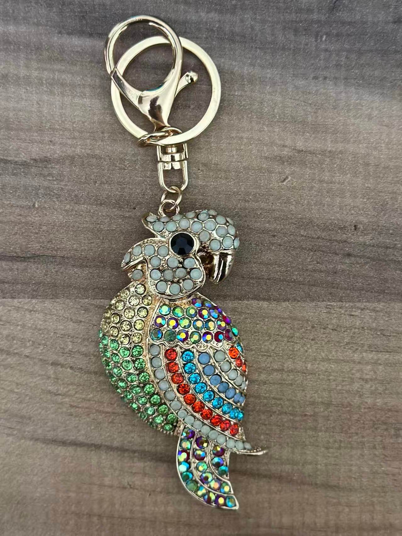 Colorful Rhinestone Parrot Keychain – Crystal Bird Bag Charm - MODA ACCESSORIES