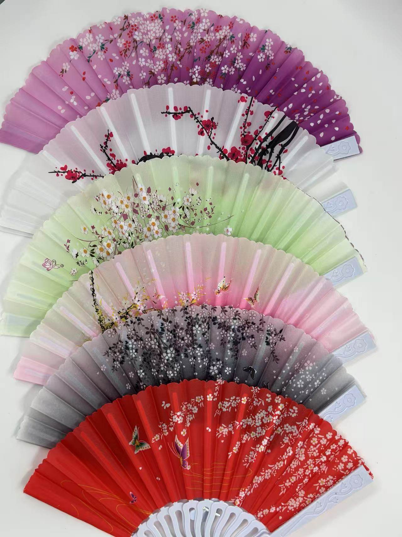 Elegant Floral Hand Fans – Set of 6 Traditional Asian Designs - MODA ACCESSORIES