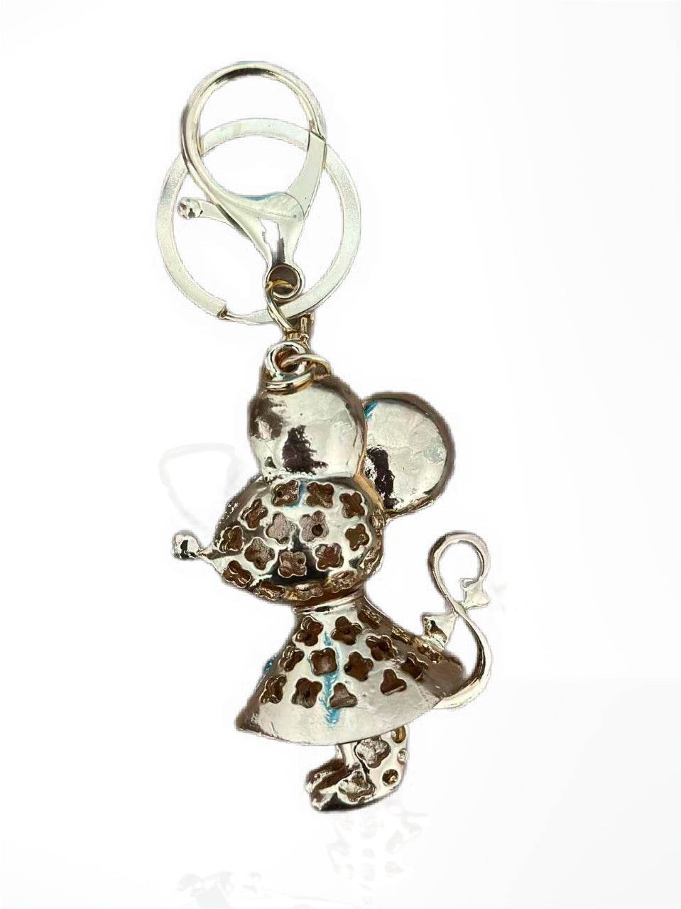 Crystal Mouse Keychain – Cute Rhinestone Cartoon Charm in Blue Dress - MODA ACCESSORIES
