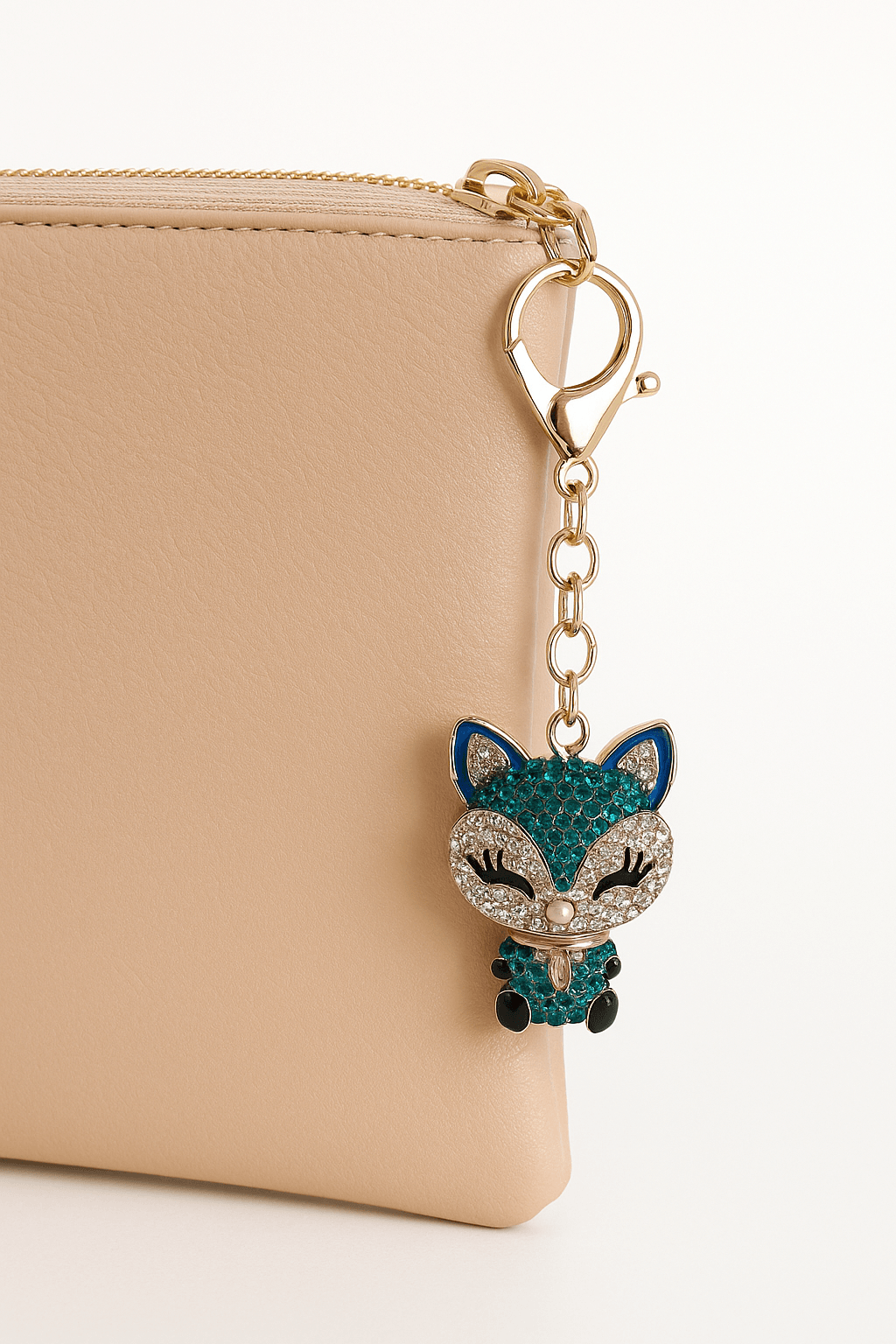 Crystal Fox Keychain – Cute Animal Charm with Rhinestones and Enamel - MODA ACCESSORIES
