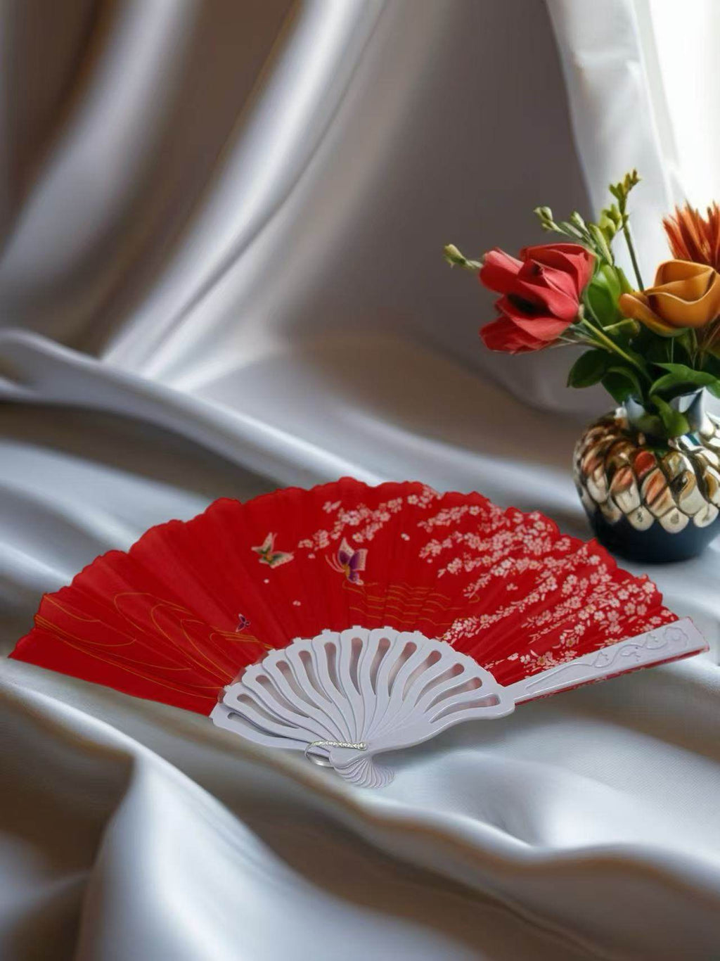 Elegant Floral Hand Fans – Set of 6 Traditional Asian Designs - MODA ACCESSORIES