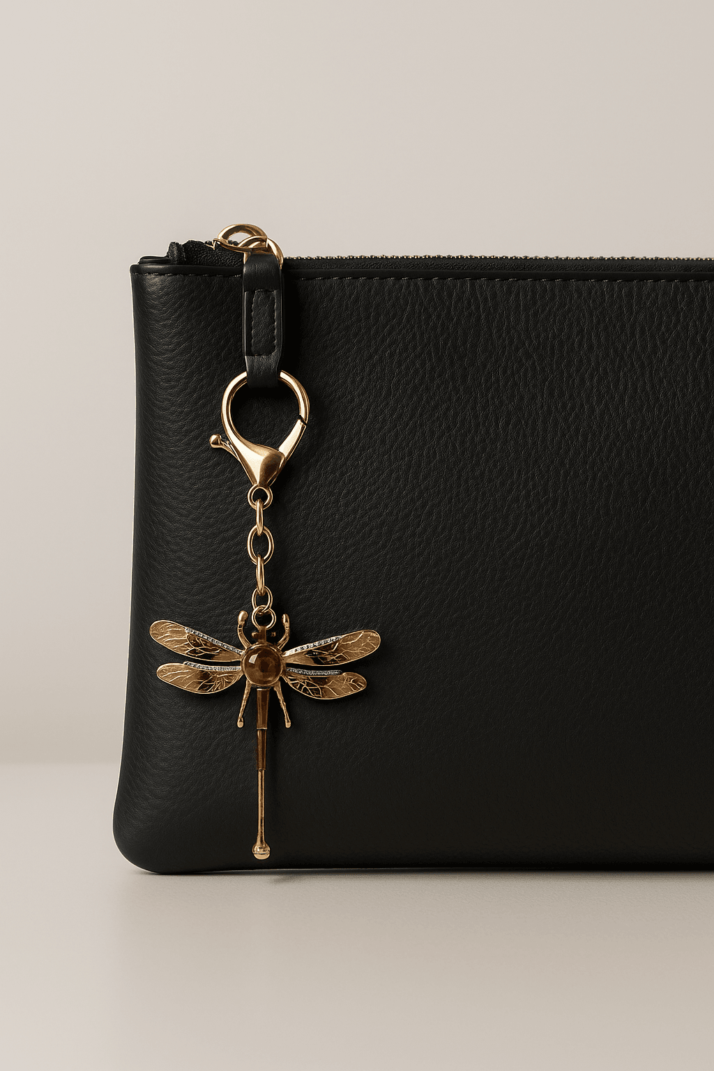 Elegant Dragonfly Keychain – Gold-Tone Insect Charm with Amber Accent - MODA ACCESSORIES