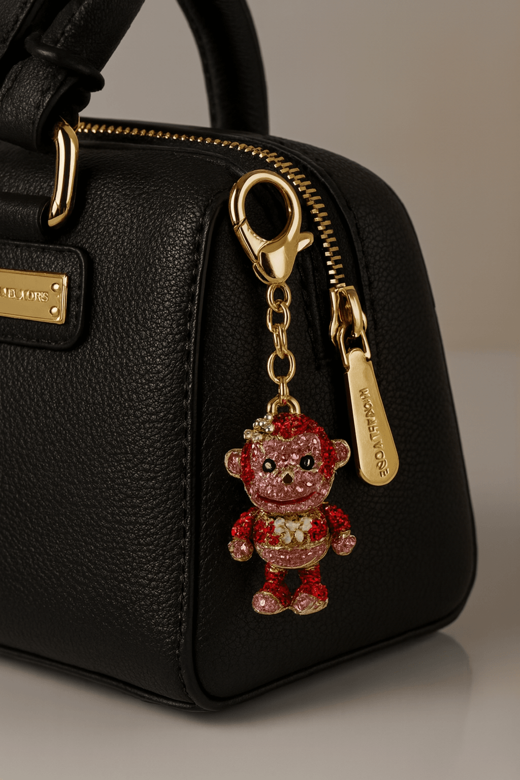 Sparkling Red Monkey Keychain – Cute Crystal Encrusted Animal Bag Charm - MODA ACCESSORIES