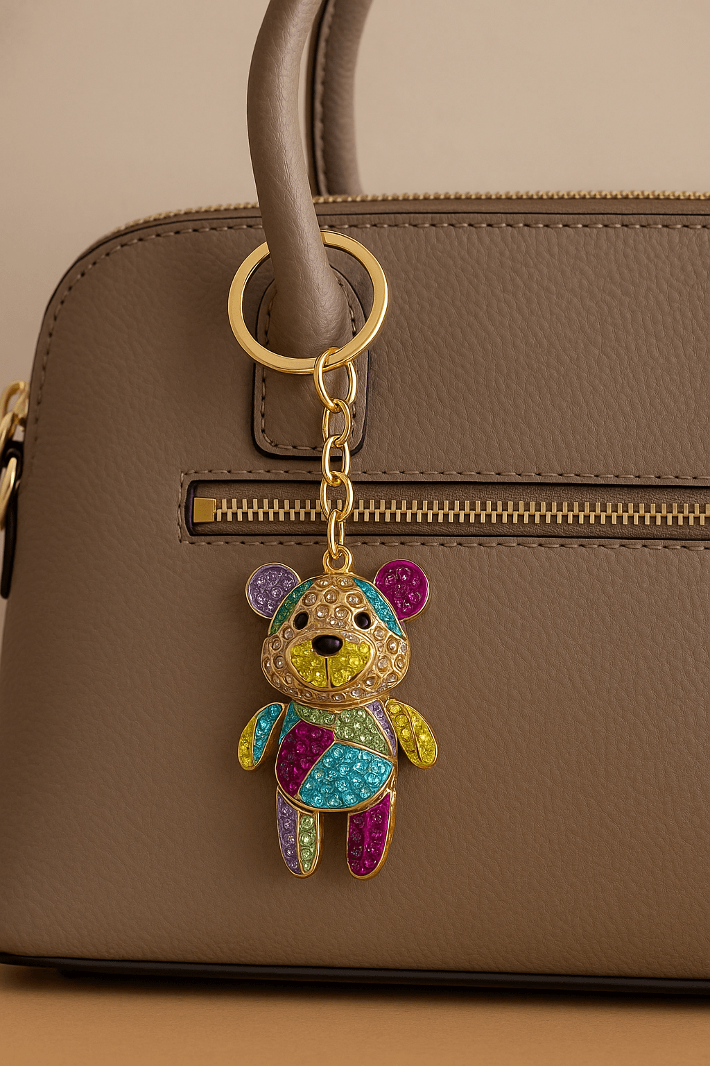 Colorful Crystal Bear Keychain – Sparkling Multicolor Teddy Charm - MODA ACCESSORIES