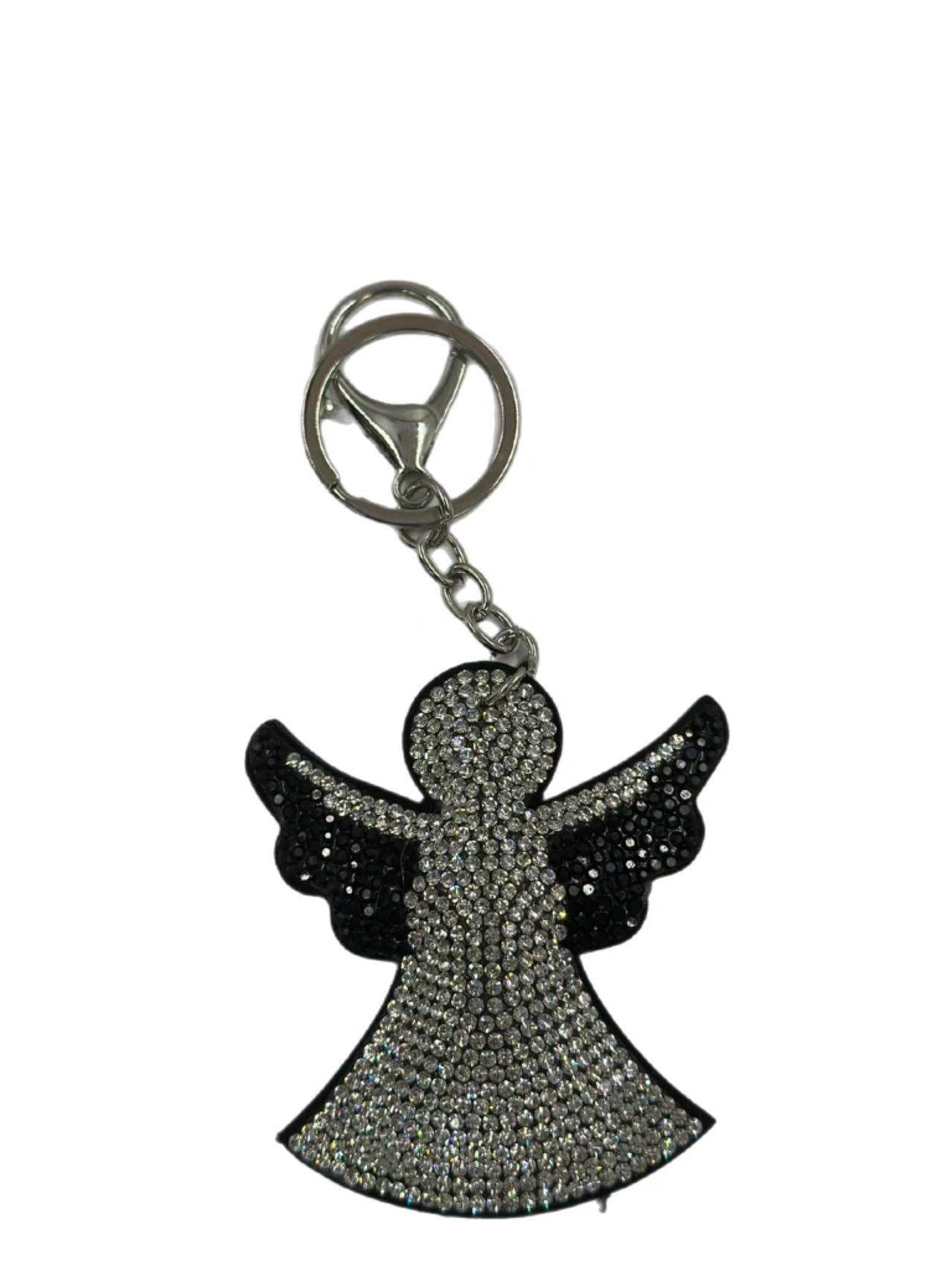 Crystal Angel Keychain – Sparkling Rhinestone Guardian Angel Bag Charm & Key Ring - MODA ACCESSORIES