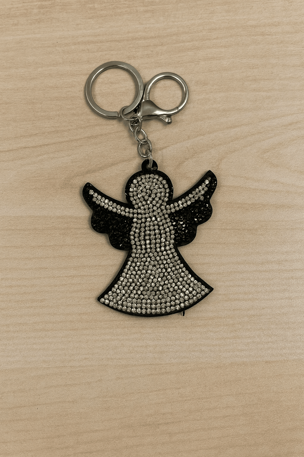 Crystal Angel Keychain – Sparkling Rhinestone Guardian Angel Bag Charm & Key Ring - MODA ACCESSORIES