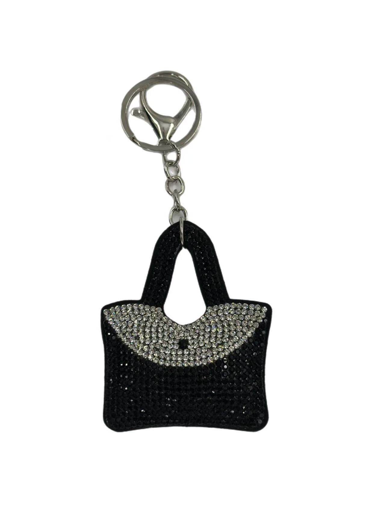 Elegant Black Rhinestone Handbag Keychain – Sparkling Purse Shaped Bag Charm - MODA ACCESSORIES