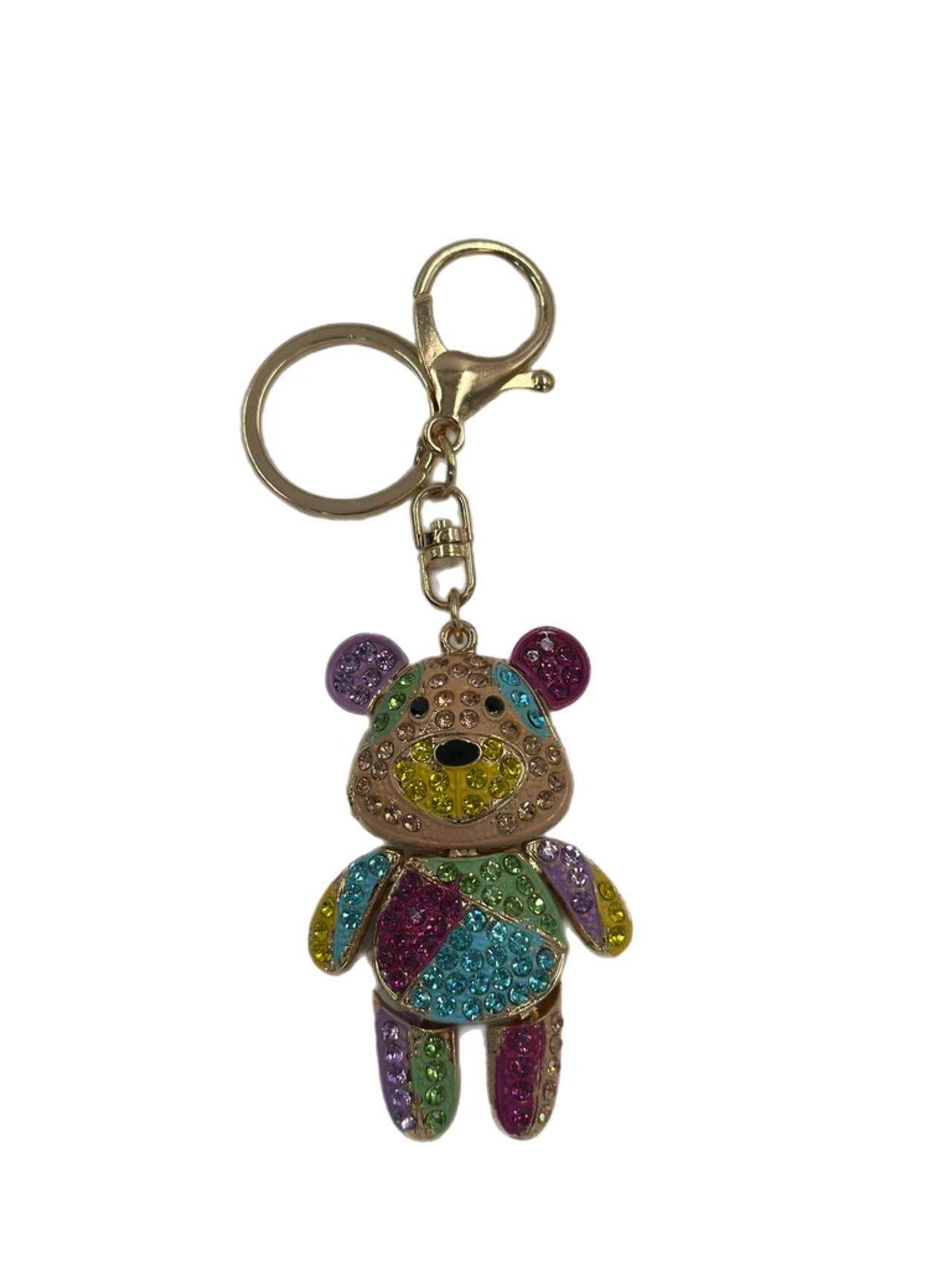 Colorful Crystal Bear Keychain – Sparkling Multicolor Teddy Charm - MODA ACCESSORIES