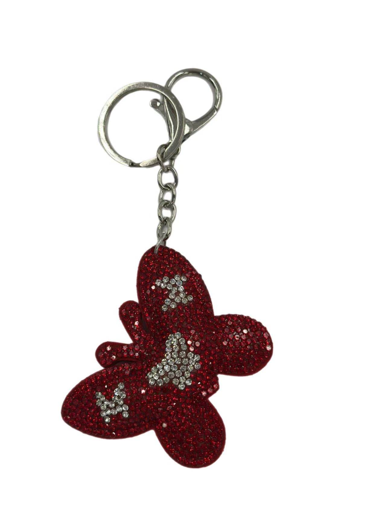 Red Butterfly Rhinestone Keychain – Sparkling Crystal Bag Charm - MODA ACCESSORIES