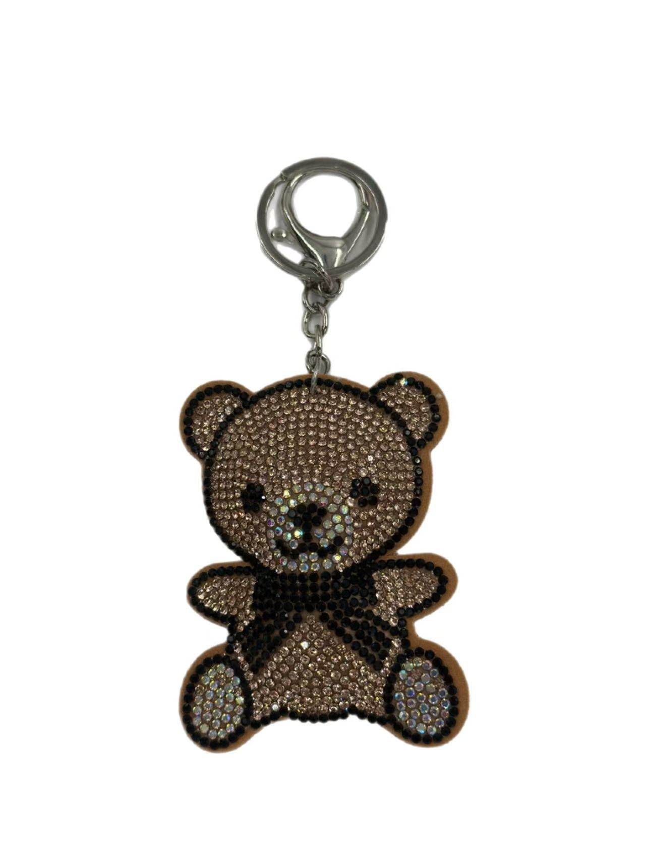 Brown Rhinestone Teddy Bear Keychain – Cute Sparkling Charm - MODA ACCESSORIES