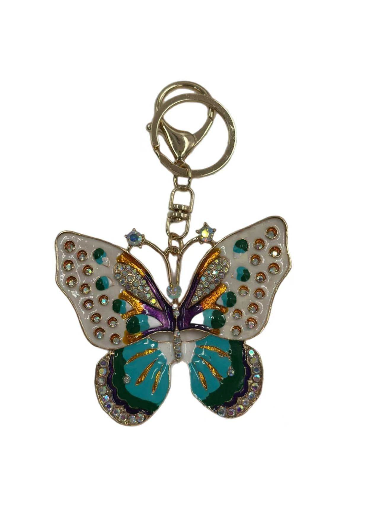 Multicolor Crystal Butterfly Keychain β Sparkling Enamel Bag Charm - MODA ACCESSORIES