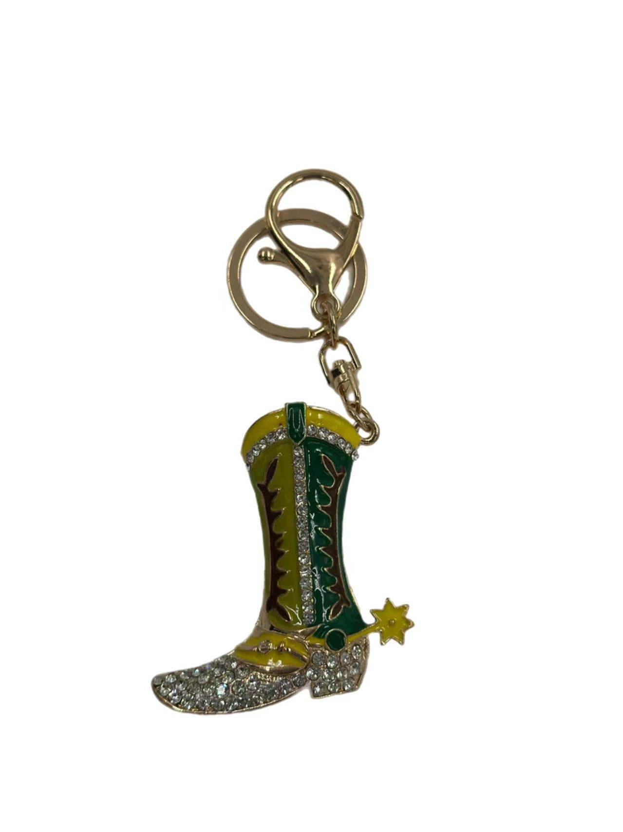 Western Cowboy Boot Keychain – Rhinestone Studded Rodeo Style Charm - MODA ACCESSORIES