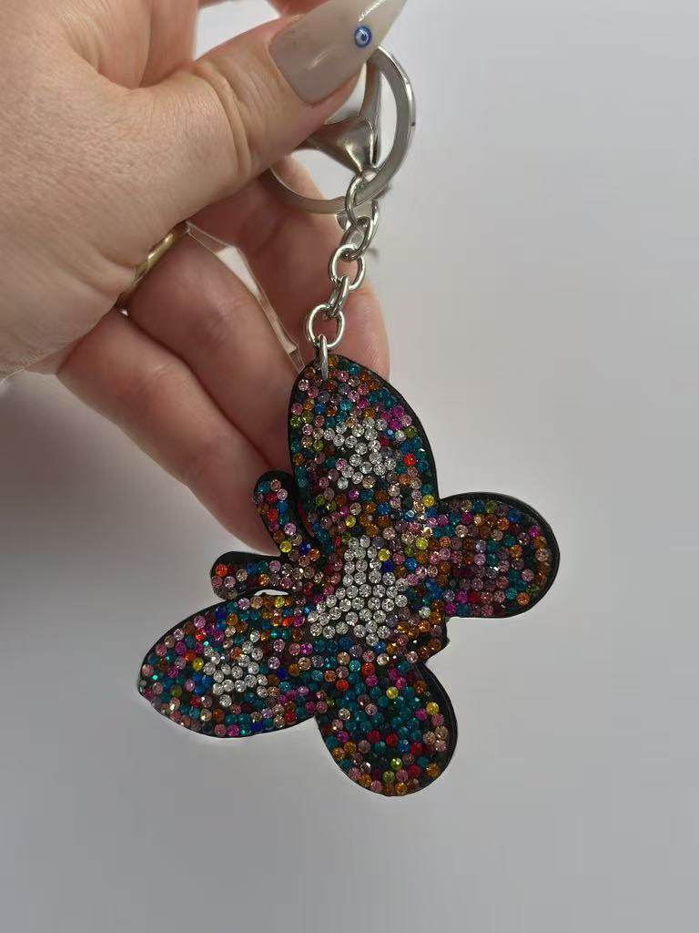 Colorful Rhinestone Butterfly Keychain – Sparkling Crystal Bag Charm - MODA ACCESSORIES