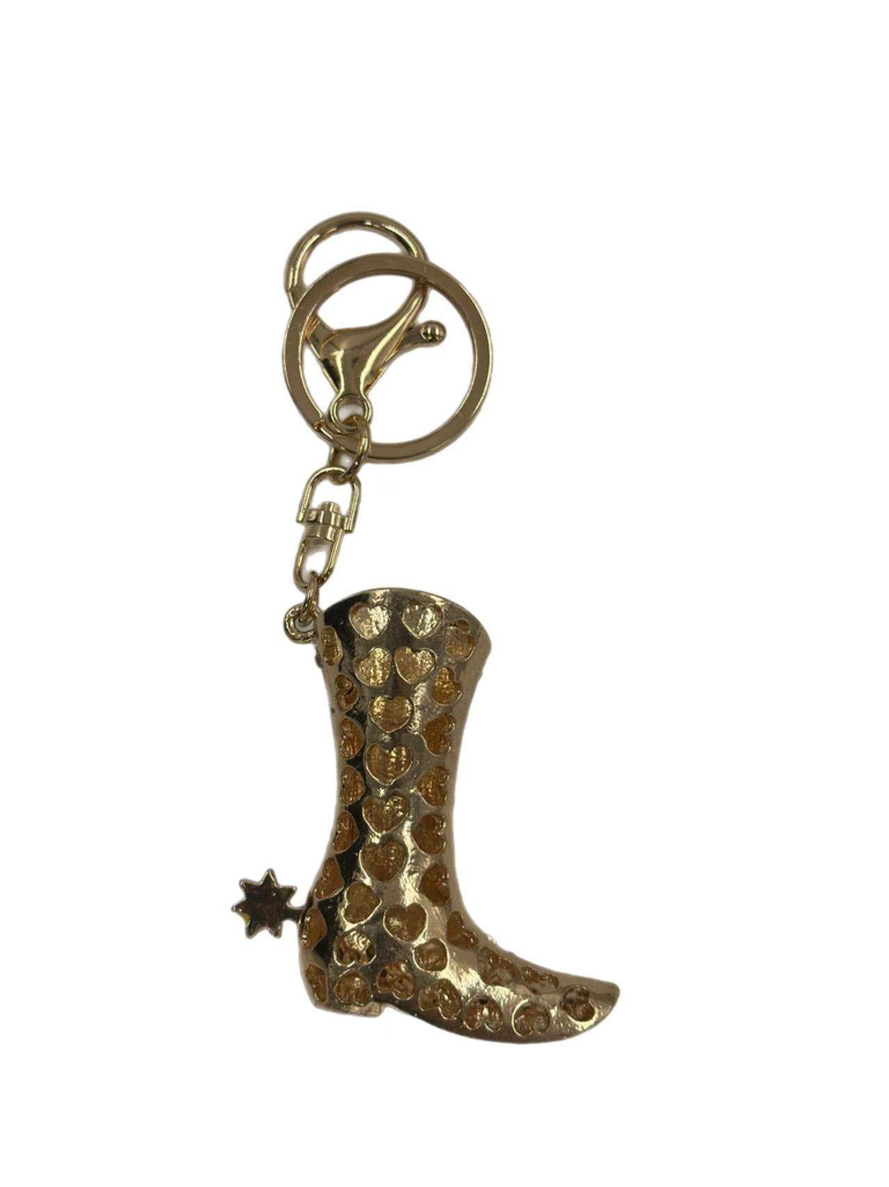 Western Cowboy Boot Keychain – Rhinestone Studded Rodeo Style Charm - MODA ACCESSORIES