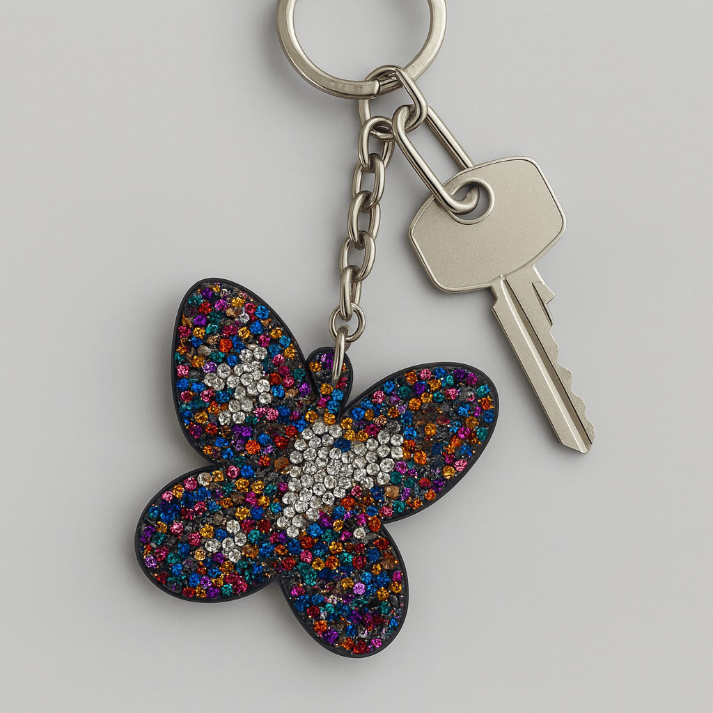 Colorful Rhinestone Butterfly Keychain – Sparkling Crystal Bag Charm - MODA ACCESSORIES
