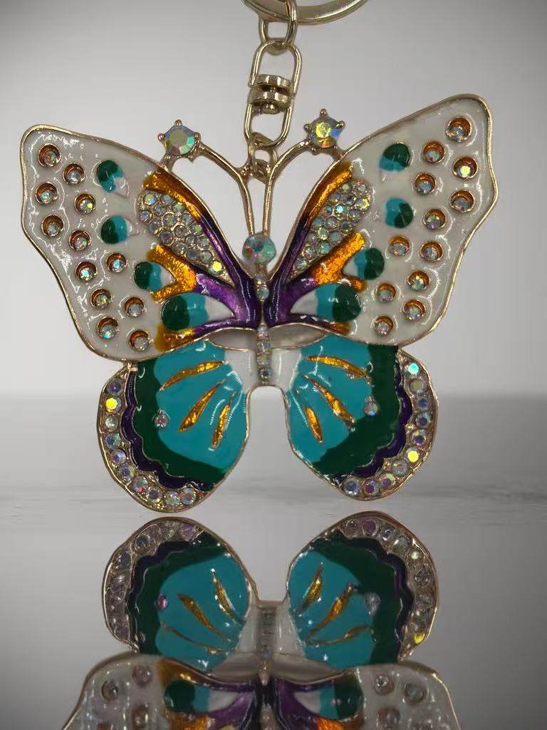 Multicolor Crystal Butterfly Keychain β Sparkling Enamel Bag Charm - MODA ACCESSORIES